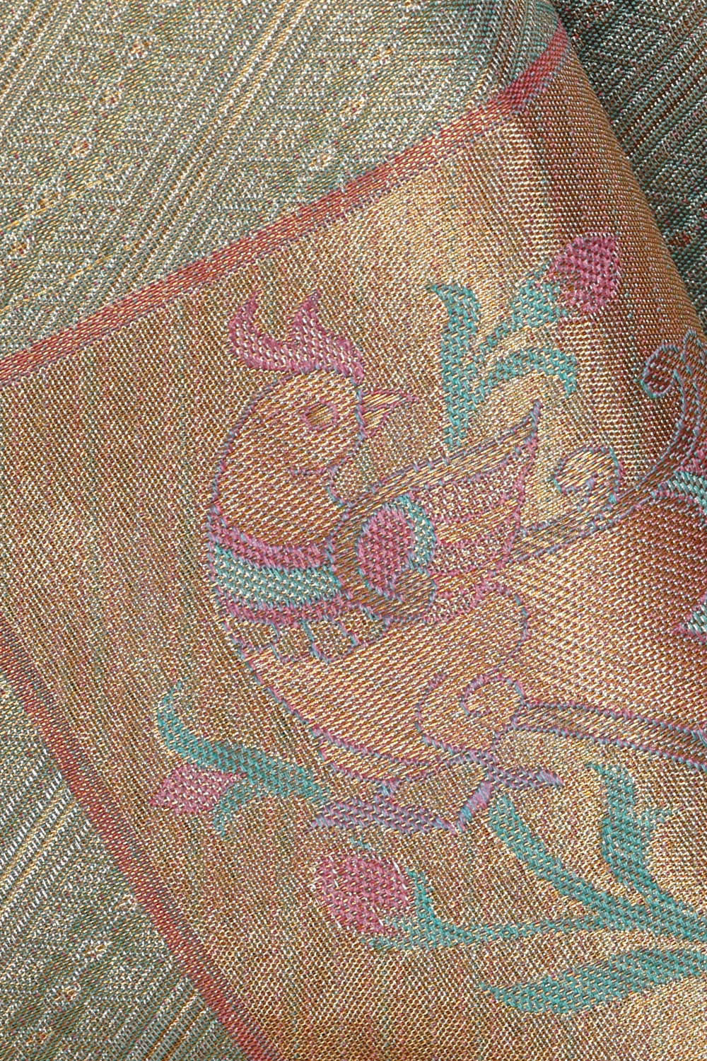 Image of Kanchipattu Pista Green Brocade Saree