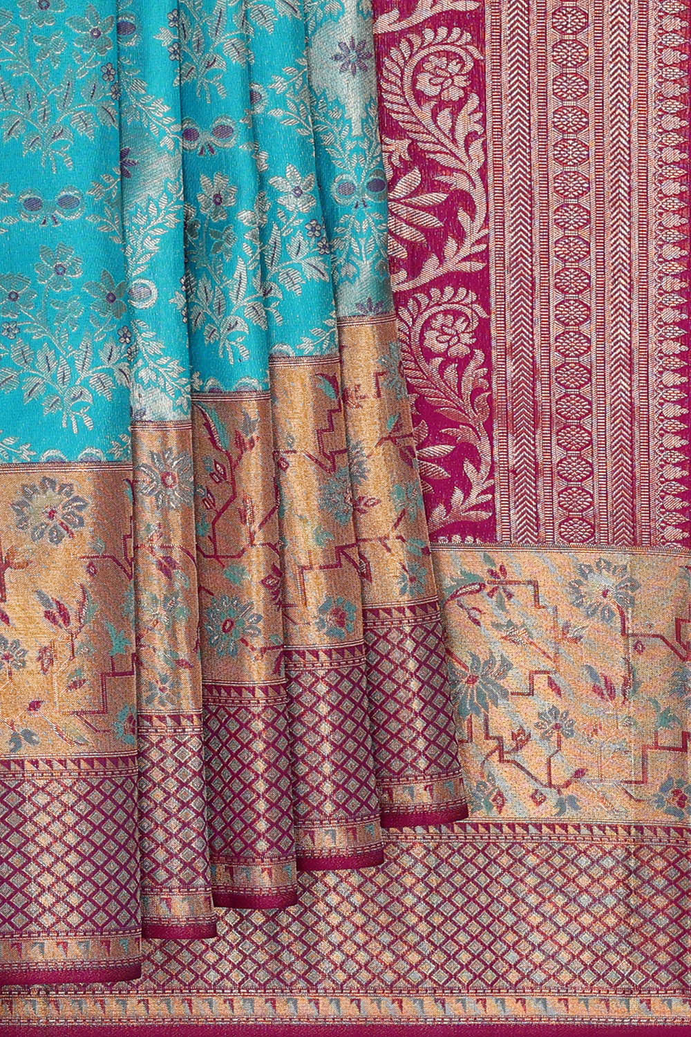 Kanchipattu Sky Blue Brocade Saree