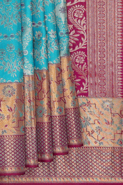 Image of Kanchipattu Sky Blue Brocade Saree