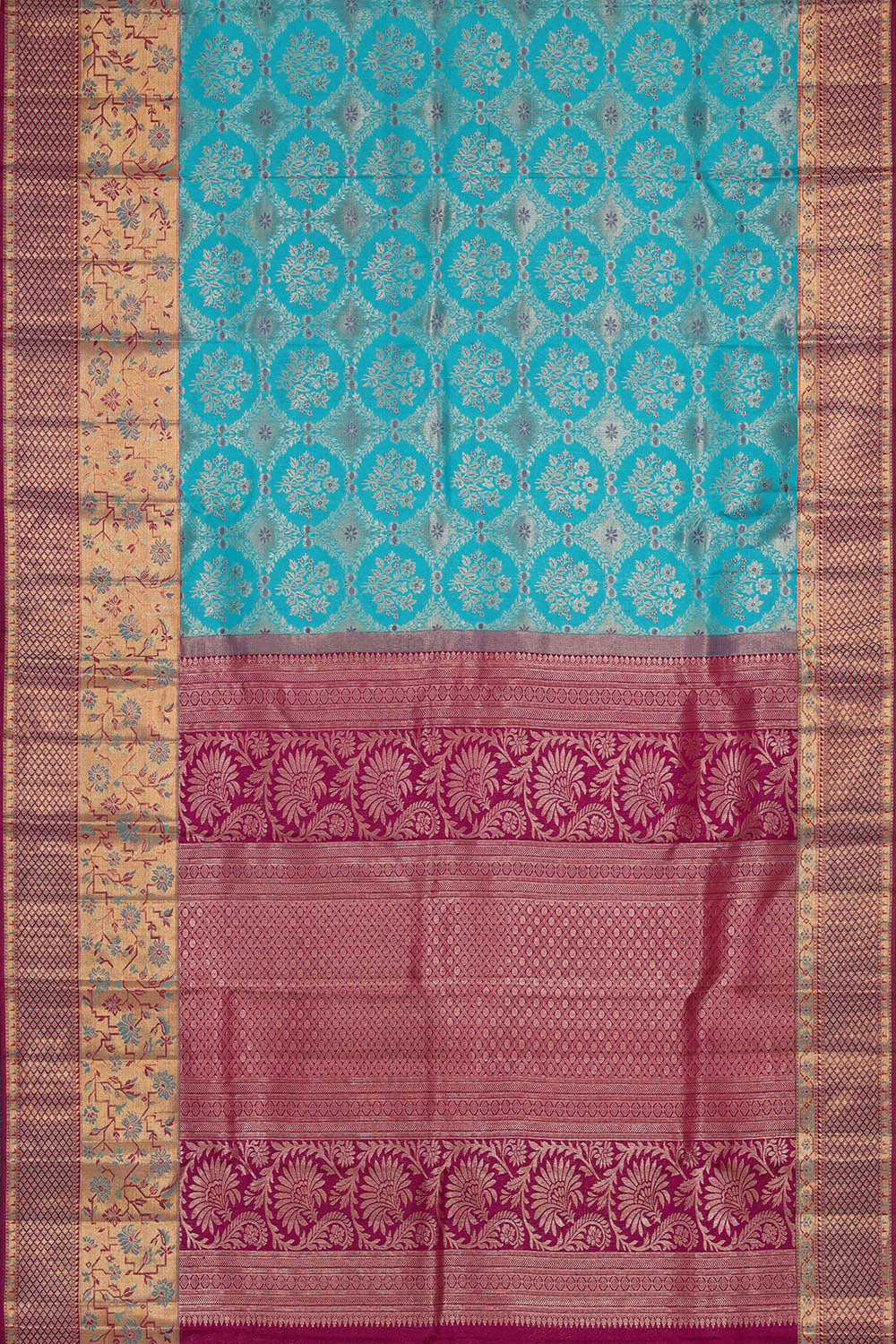 Kanchipattu Sky Blue Brocade Saree