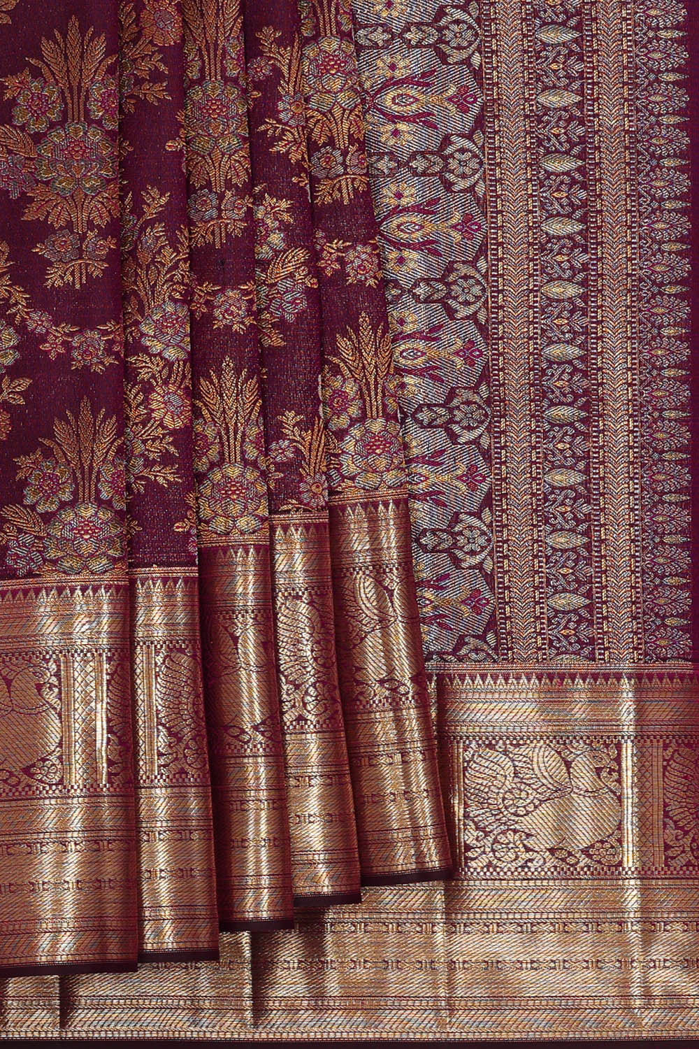 Kanchipattu Deep Wine Brocade Saree