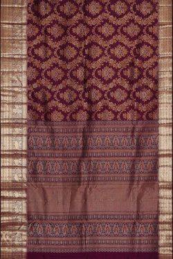 Image of Kanchipattu Deep Wine Brocade Saree