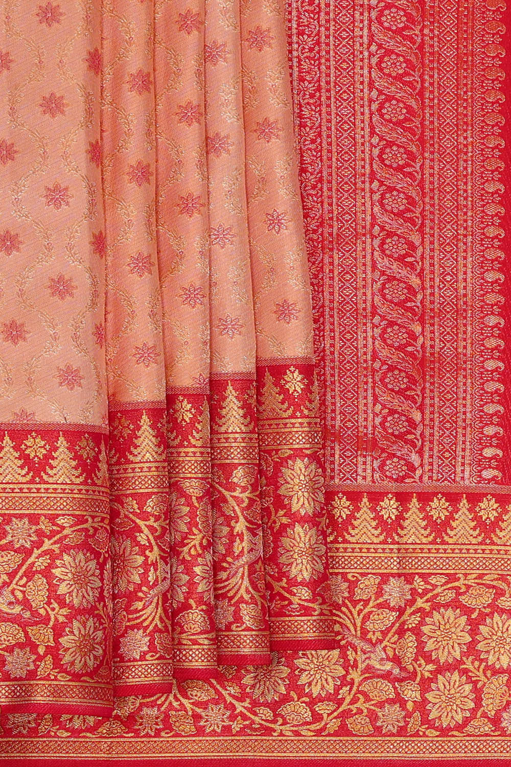 Image of Kanchipattu Peach Brocade Saree