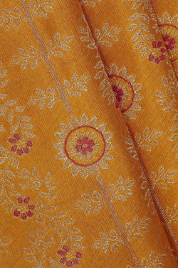 Image of Kanchipattu Mustard Yellow Brocade Saree