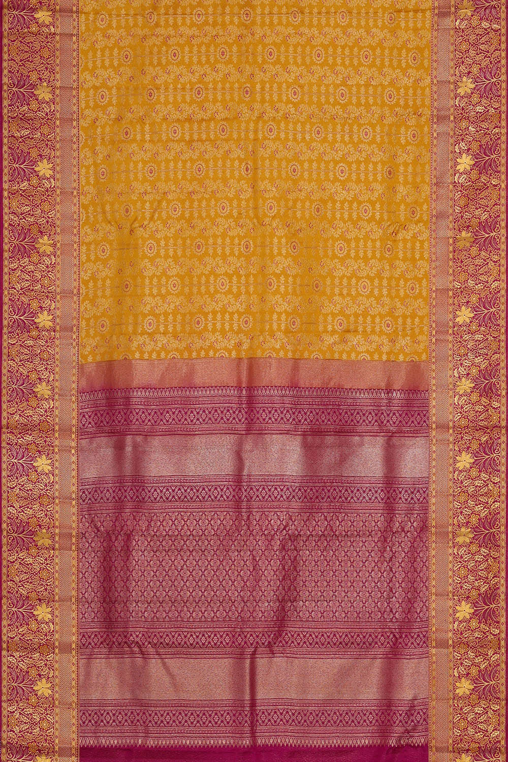 Kanchipattu Mustard Yellow Brocade Saree