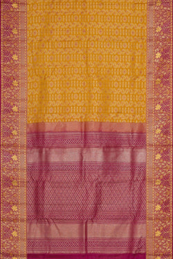 Image of Kanchipattu Mustard Yellow Brocade Saree