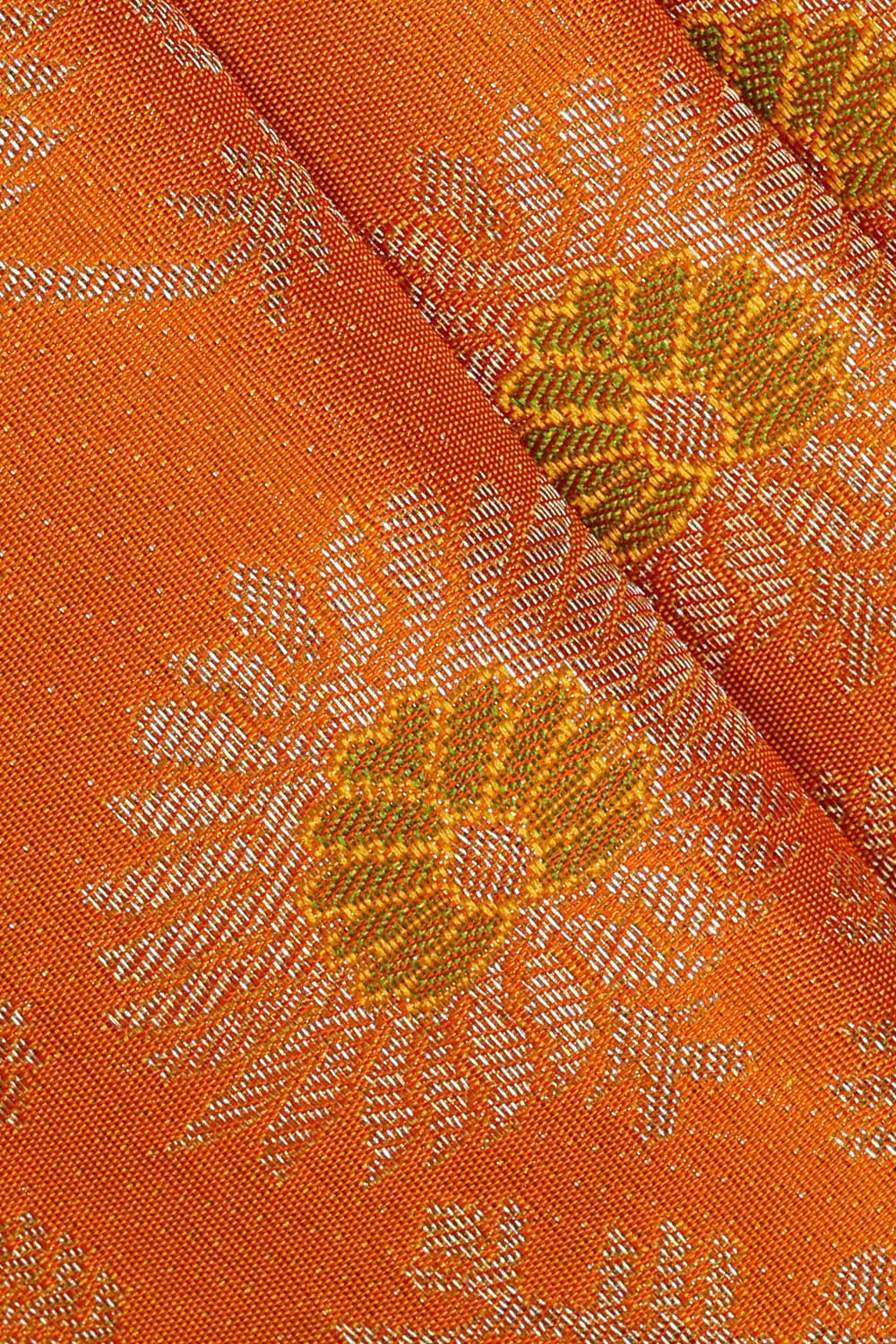 Image of Kanchipattu Mustard Orange Brocade Saree