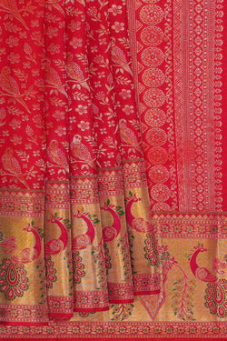 Image of Kanchipattu Red Brocade Saree