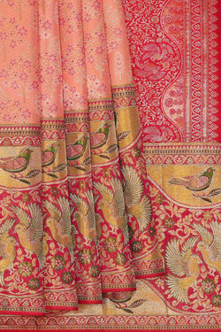 Image of Kanchipattu Peach Brocade Saree