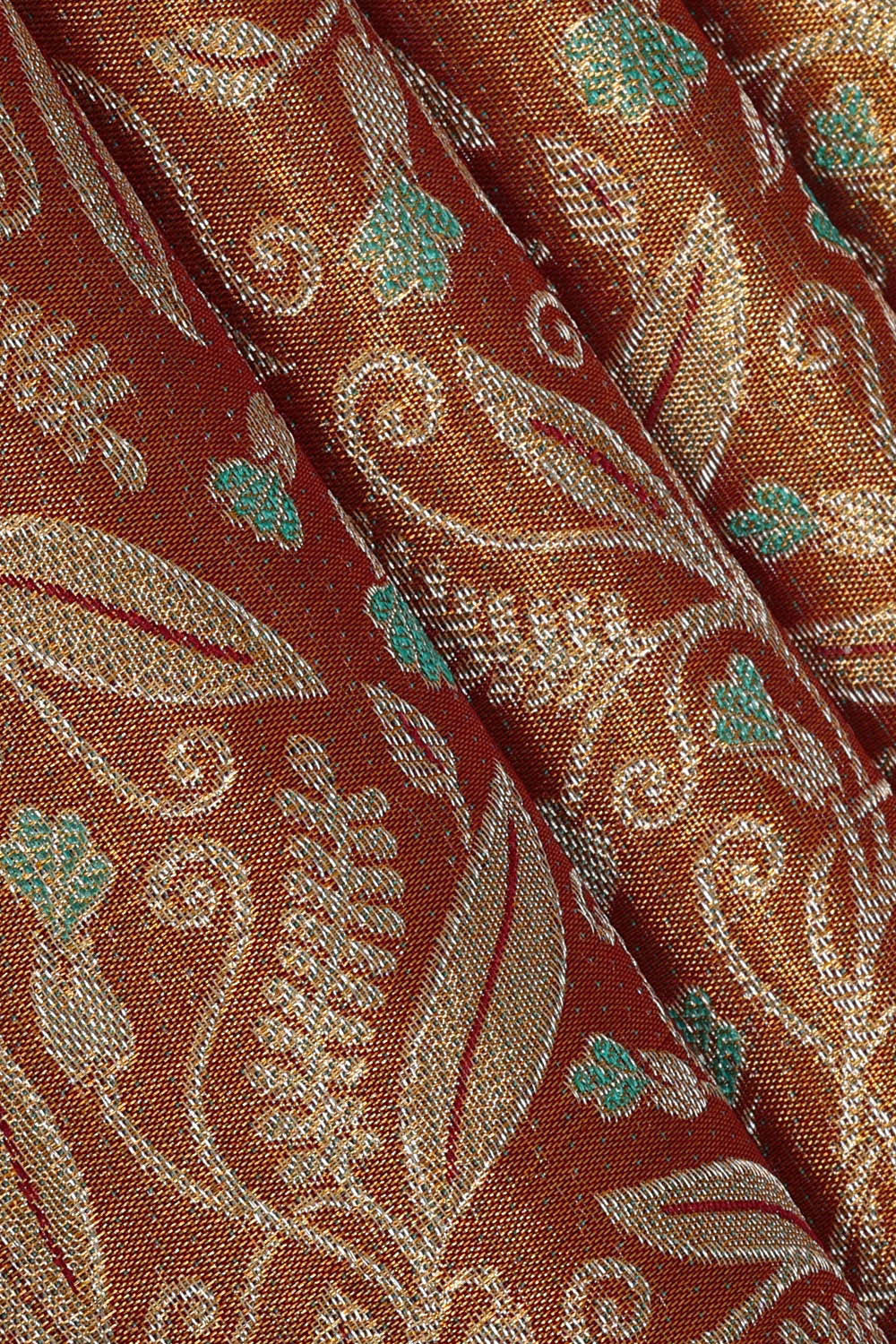 Kanchipattu Golden Brown Tissue Brocade Saree