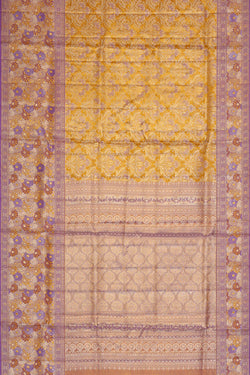 Image of Kanchipattu Mustard Yellow Tissue Brocade Saree