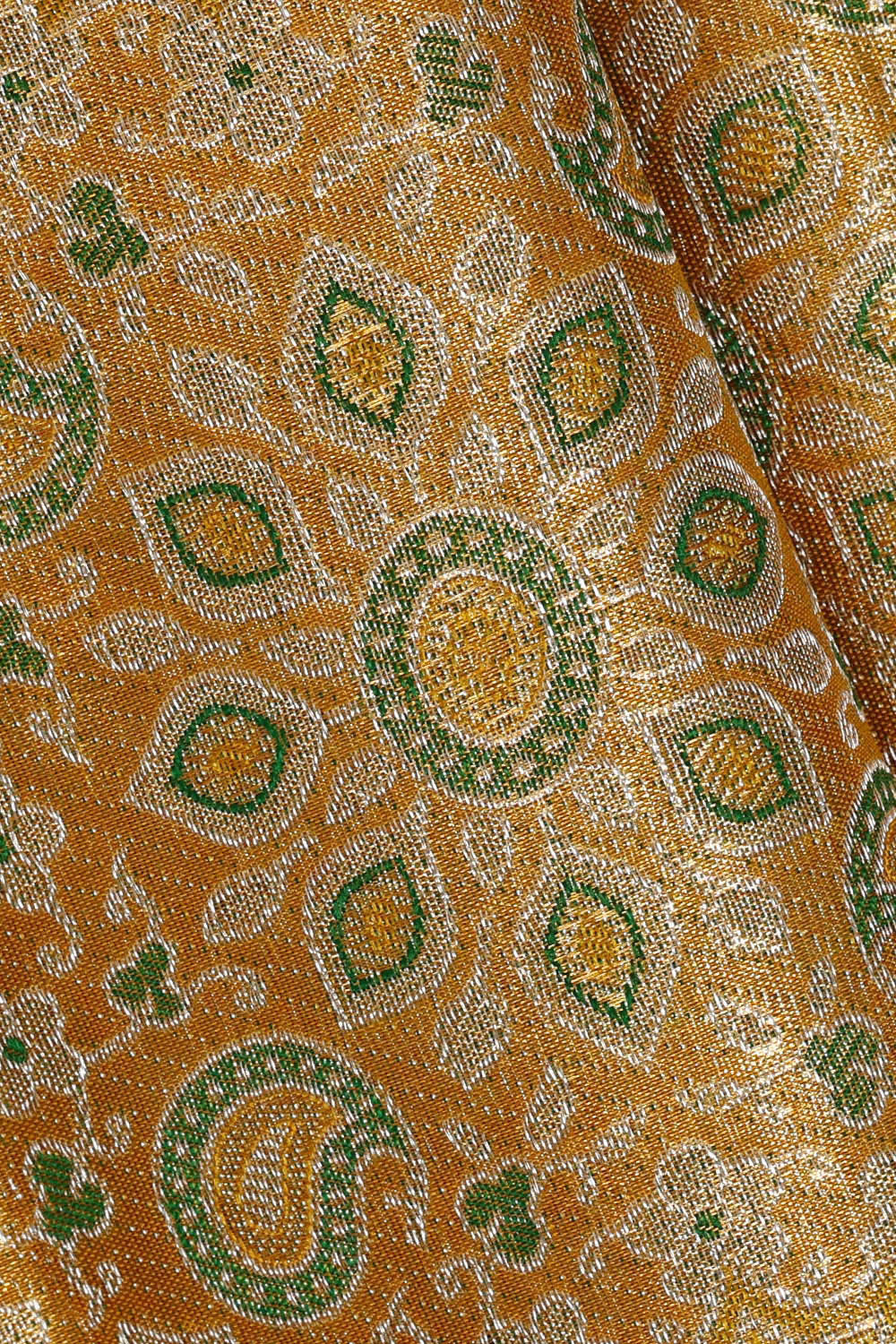 Kanchipattu Golden Yellow Tissue Brocade Saree