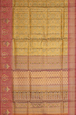 Image of Kanchipattu Golden Yellow Tissue Brocade Saree