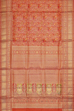Image of Kanchipattu Red Brocade Saree