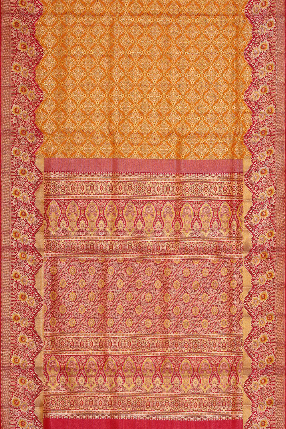 Kanchipattu Golden Yellow Brocade Saree