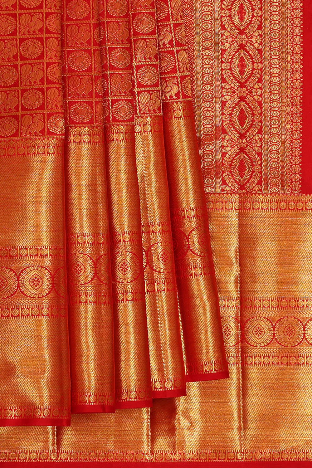 Image of Kanchipattu Red Brocade Saree