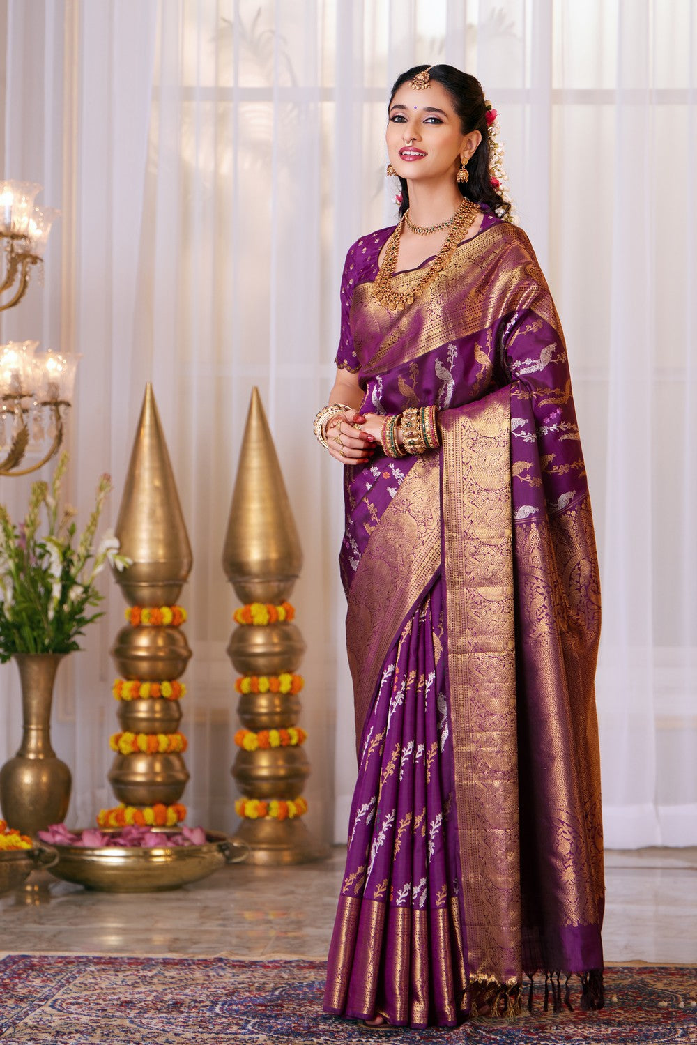 Image of Kanchipattu Brocade Violet Saree