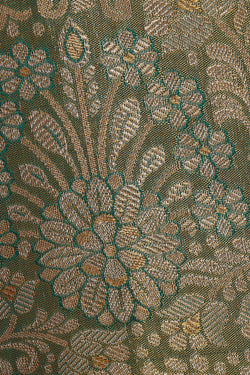 Image of Kanchipattu Golden Blue Tissue Brocade Saree