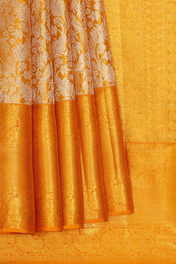 Image of Kanchipattu Golden Yellow Tissue Brocade Saree