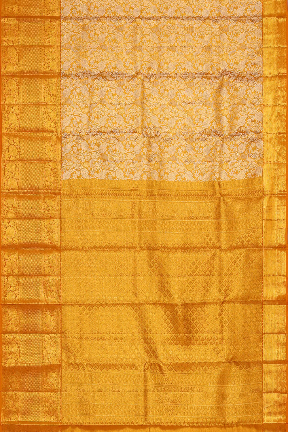 Kanchipattu Golden Yellow Tissue Brocade Saree