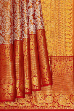 Image of Kanchipattu Golden Brown Tissue Brocade Saree