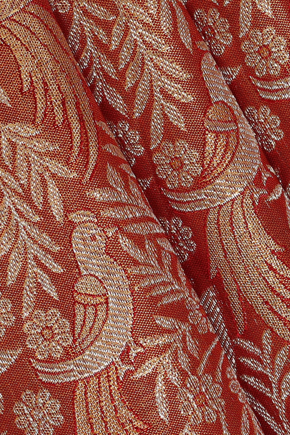 Kanchipattu Golden Brown Tissue Brocade Saree