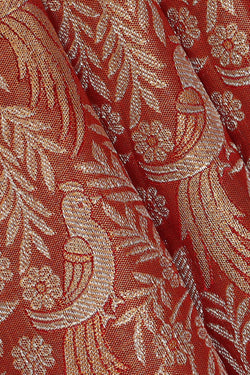 Image of Kanchipattu Golden Brown Tissue Brocade Saree