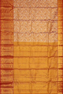 Image of Kanchipattu Golden Brown Tissue Brocade Saree