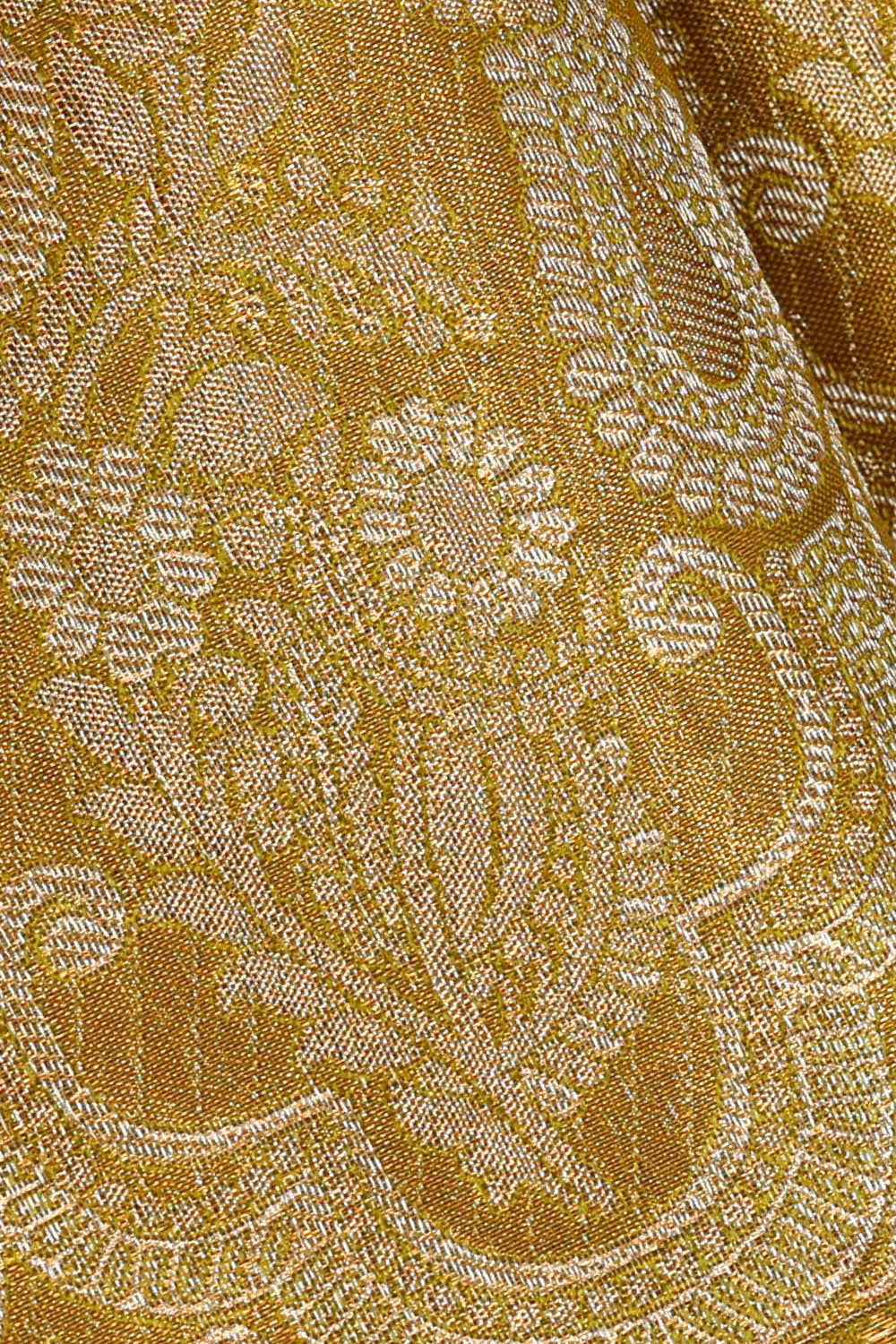 Image of Kanchipattu Mehndi Green Tissue Brocade Saree