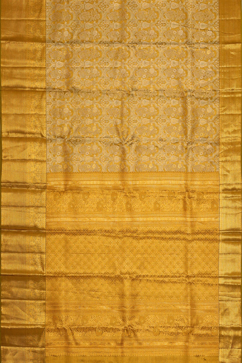 Image of Kanchipattu Mehndi Green Tissue Brocade Saree