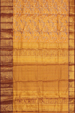 Image of Kanchipattu Golden Yellow Tissue Brocade Saree