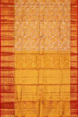 Image of Kanchipattu Golden Yellow Tissue Brocade Saree