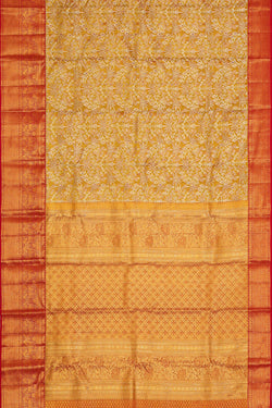 Image of Kanchipattu Mustard Yellow Tissue Brocade Saree