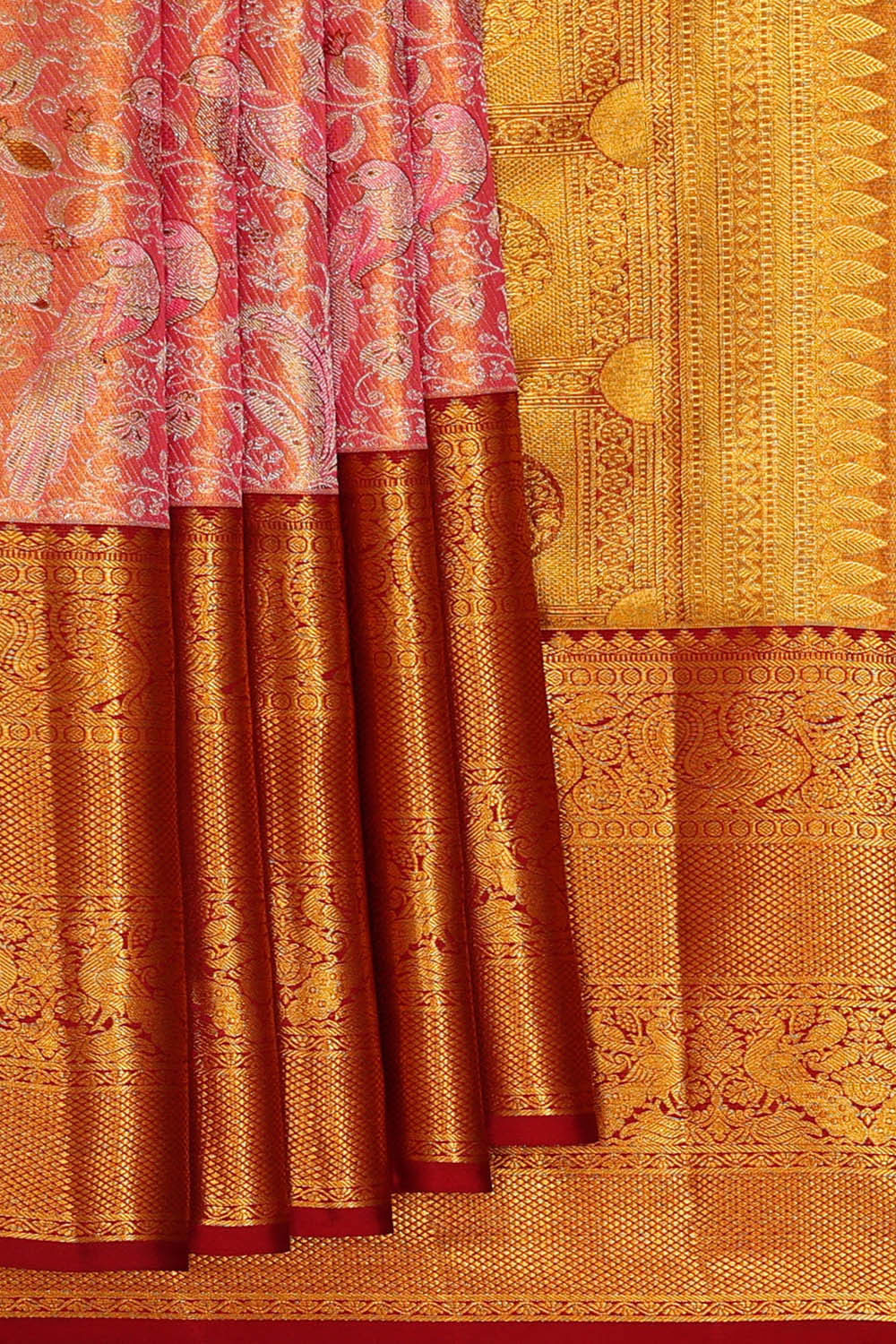 Kanchipattu Pink Tissue Brocade Saree