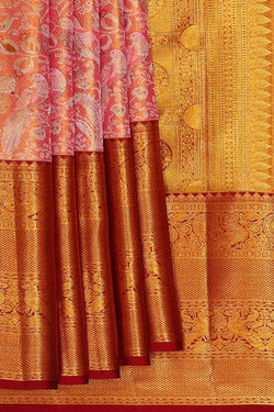 Image of Kanchipattu Pink Tissue Brocade Saree