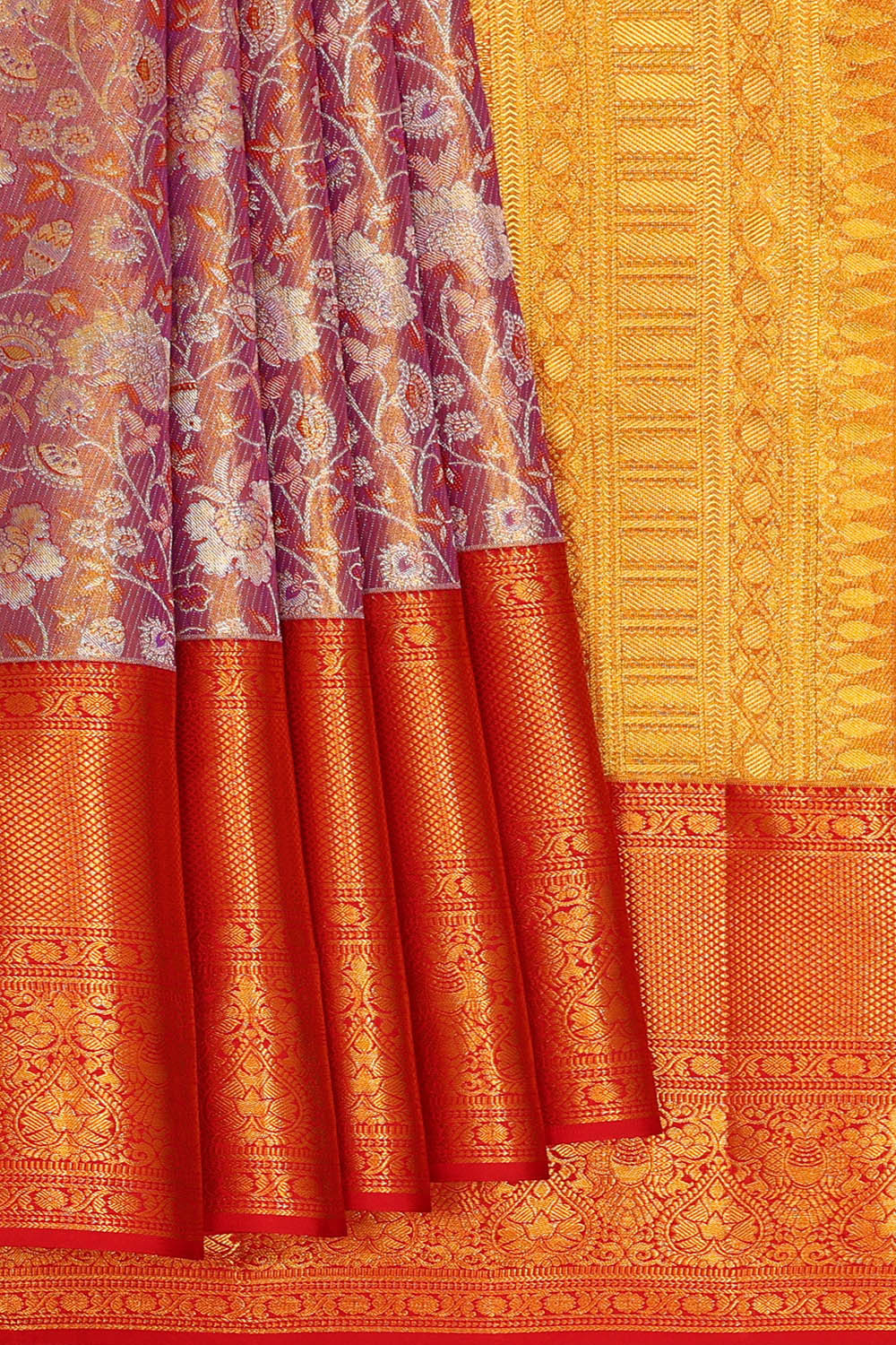 Image of Kanchipattu Purple Tissue Brocade Saree
