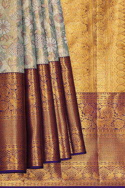 Image of Kanchipattu Light Pista Green Tissue Brocade Saree