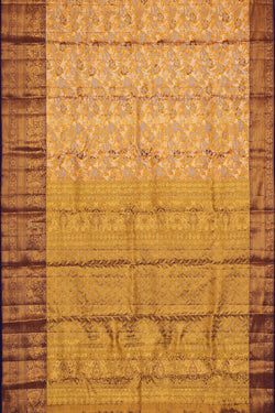 Image of Kanchipattu Mustard Yellow Tissue Brocade Saree