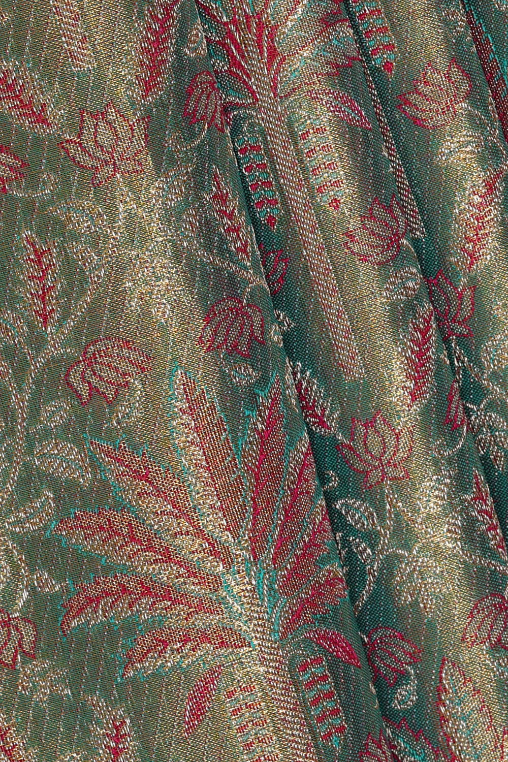 Kanchipattu Golden Blue Tissue Brocade Saree
