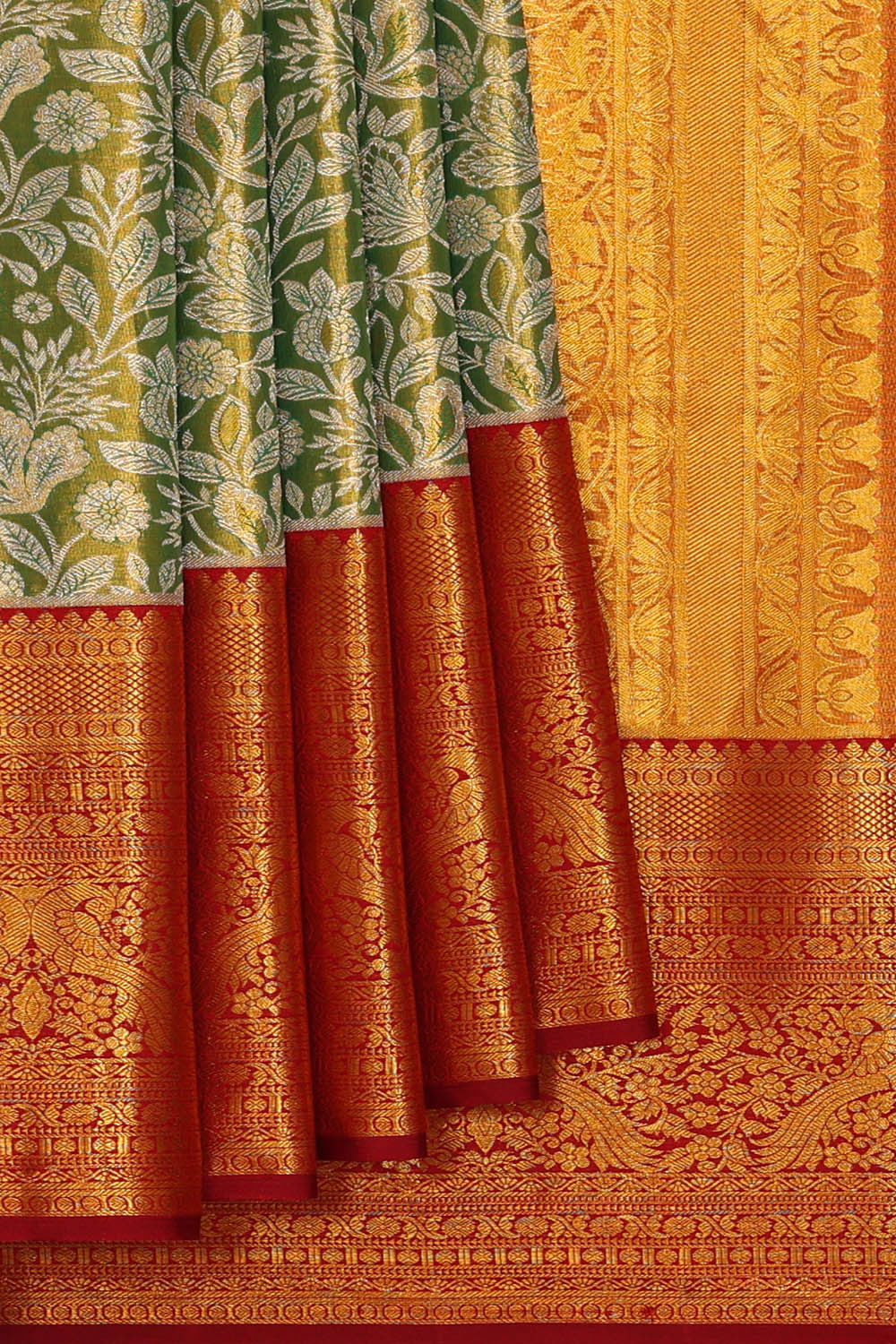 Kanchipattu Green Tissue Brocade Saree