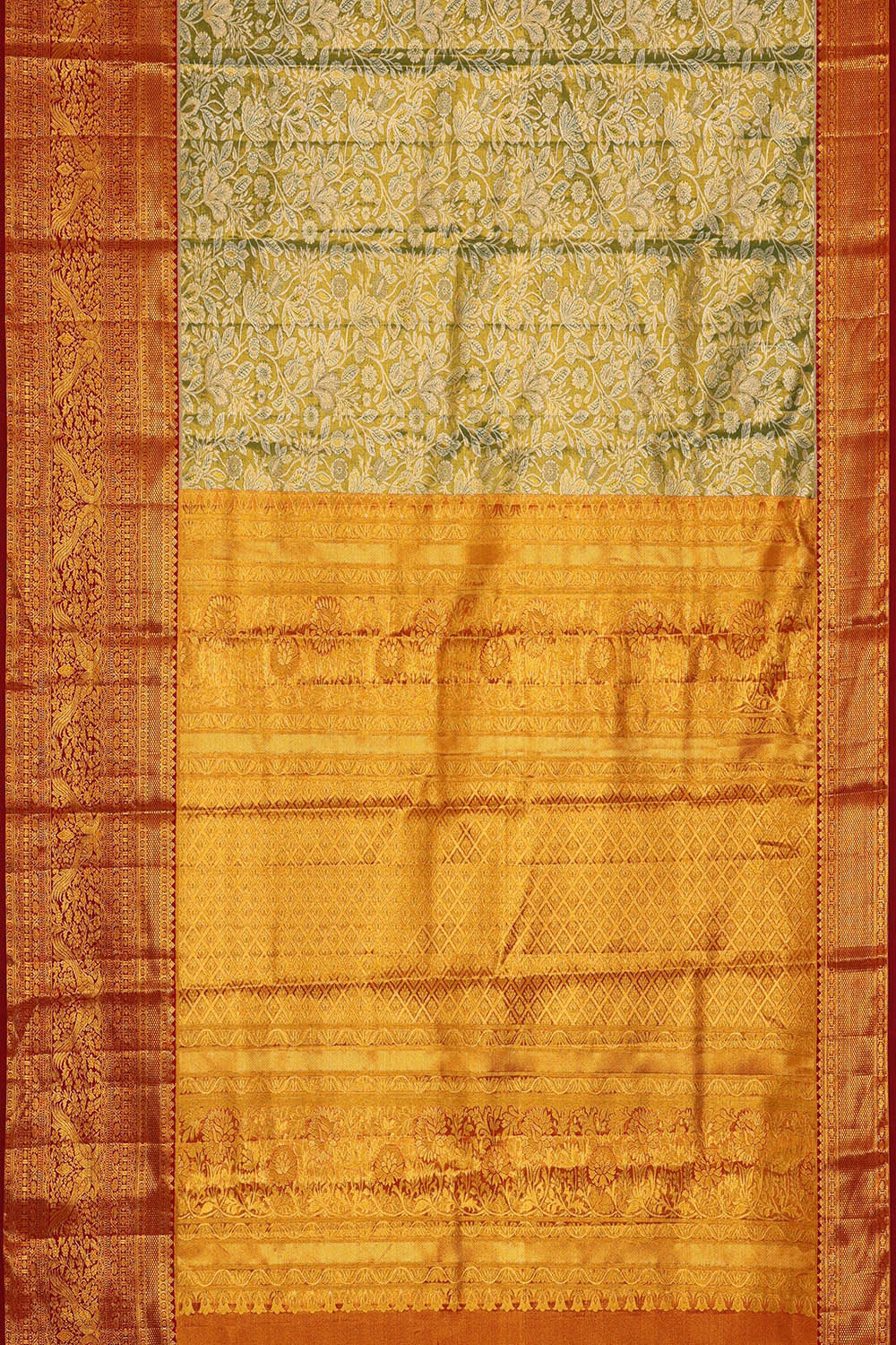 Image of Kanchipattu Green Tissue Brocade Saree