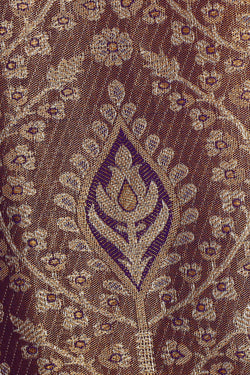 Image of Kanchipattu Golden Violet Tissue Brocade Saree