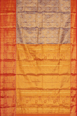Image of Kanchipattu Golden Violet Tissue Brocade Saree