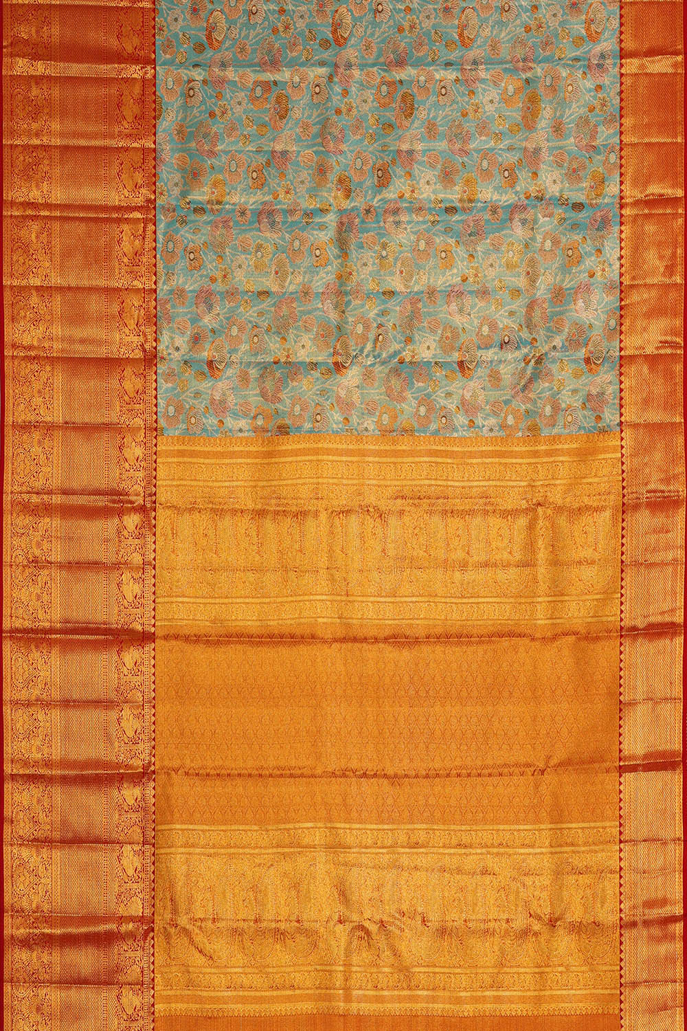 Kanchipattu Blue Tissue Brocade Saree
