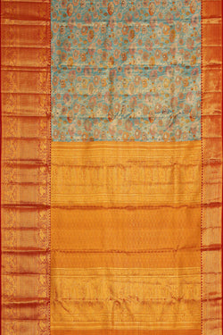 Image of Kanchipattu Blue Tissue Brocade Saree