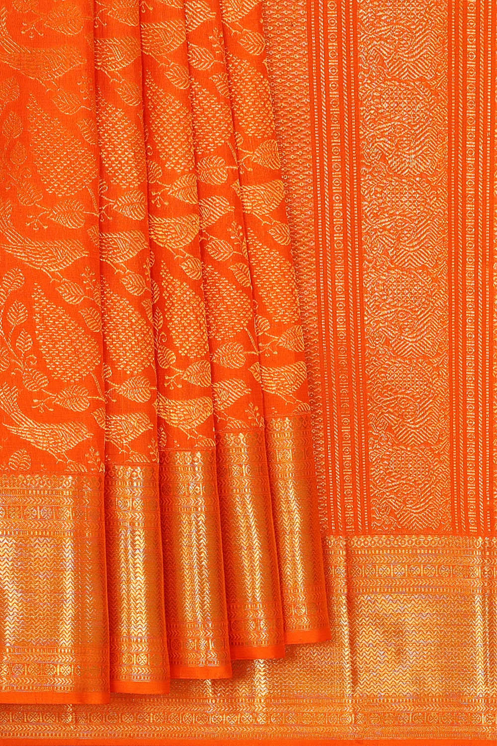 Kanchipattu Orange Brocade Saree