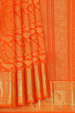 Image of Kanchipattu Orange Brocade Saree