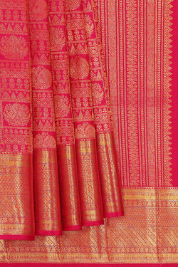 Image of Kanchipattu Reddish Pink Brocade Saree
