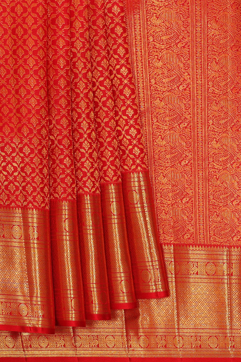 Image of Kanchipattu Red Brocade Saree