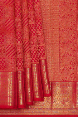 Image of Kanchipattu Red Brocade Saree